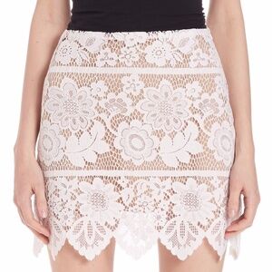 For Love and Lemons Women's Gianna White Floral Lace Mini Skirt
